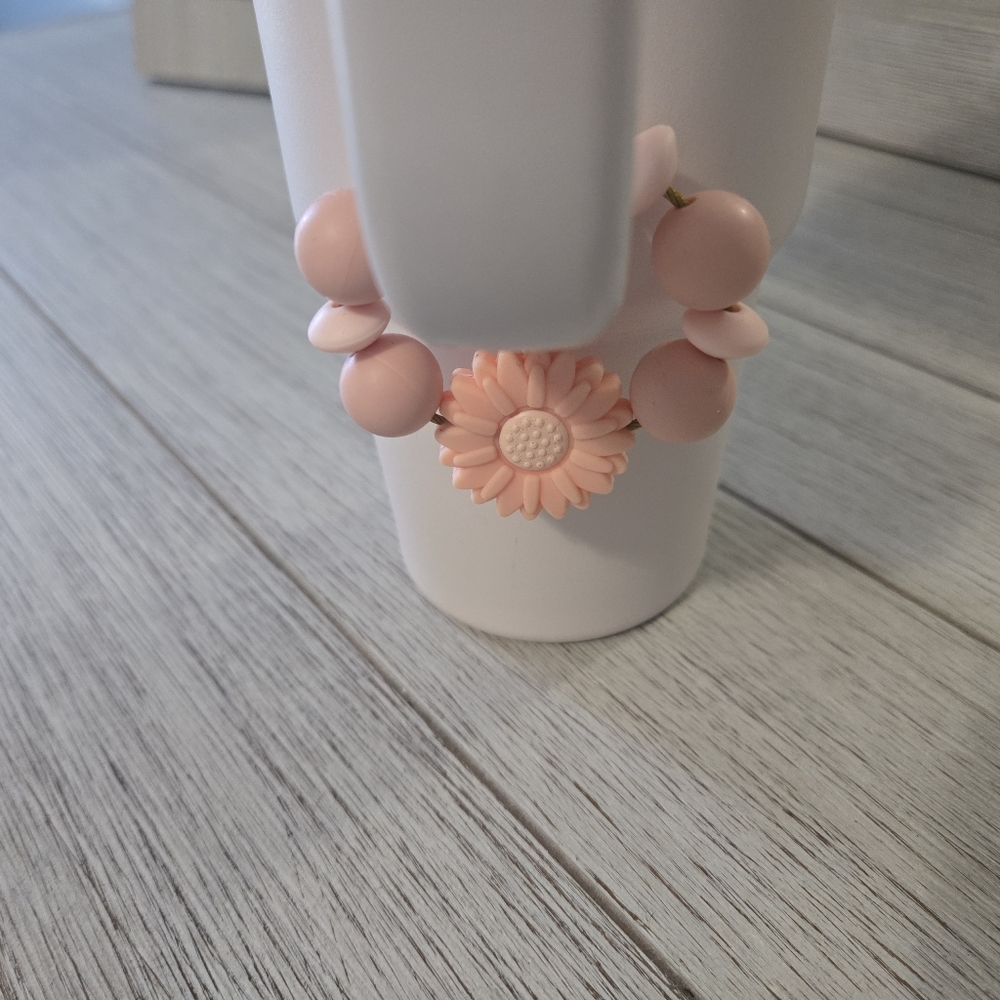 NEW Beaded Pink Flower Tumbler Charm